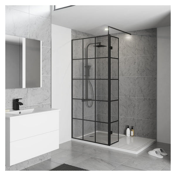 Kartell Krittal black wetroom screen 700mm