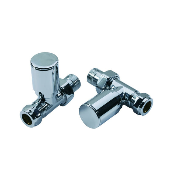 Kartell modern chrome angled radiator valves, pair
