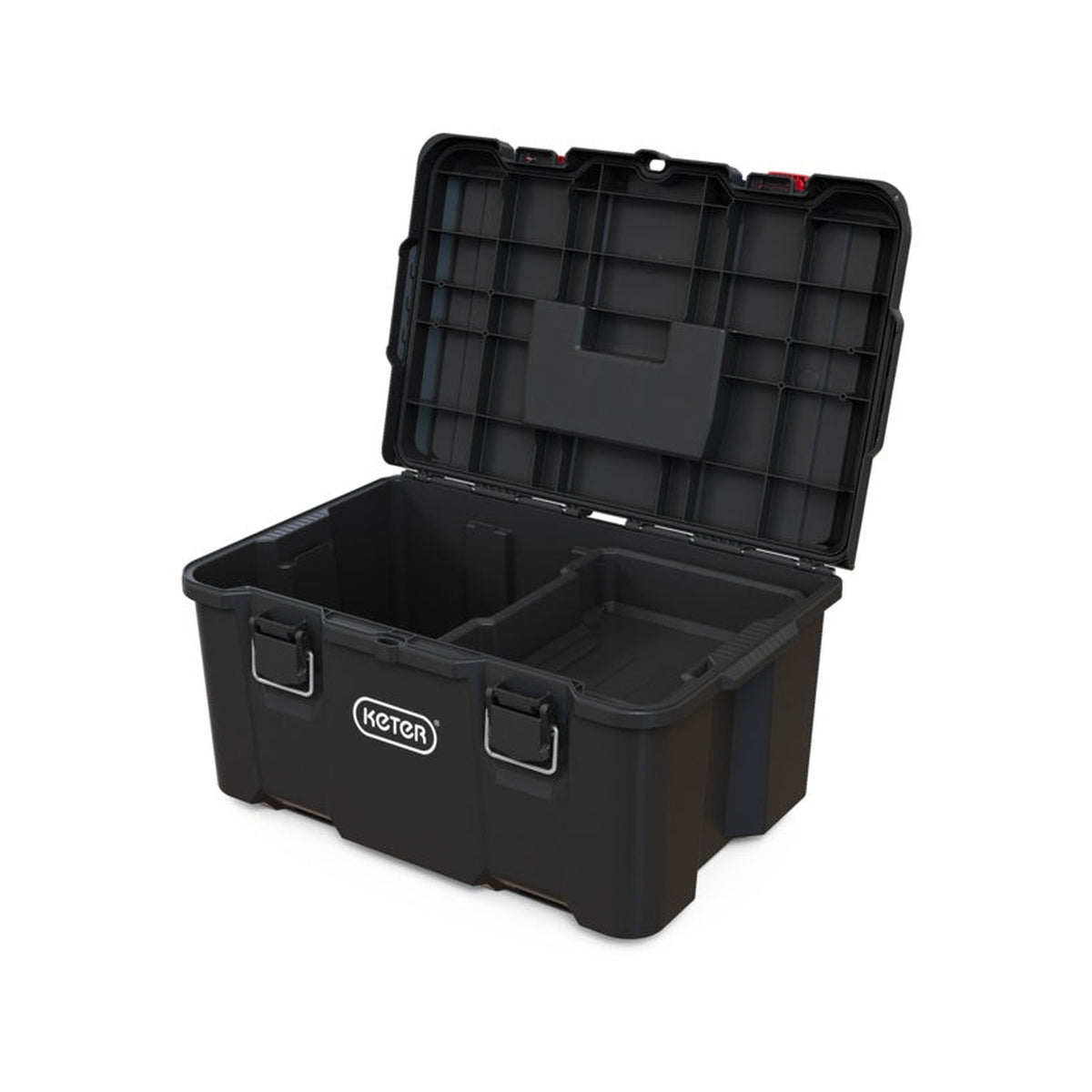 Keter Stack N Roll toolbox with transparent lid, view 7