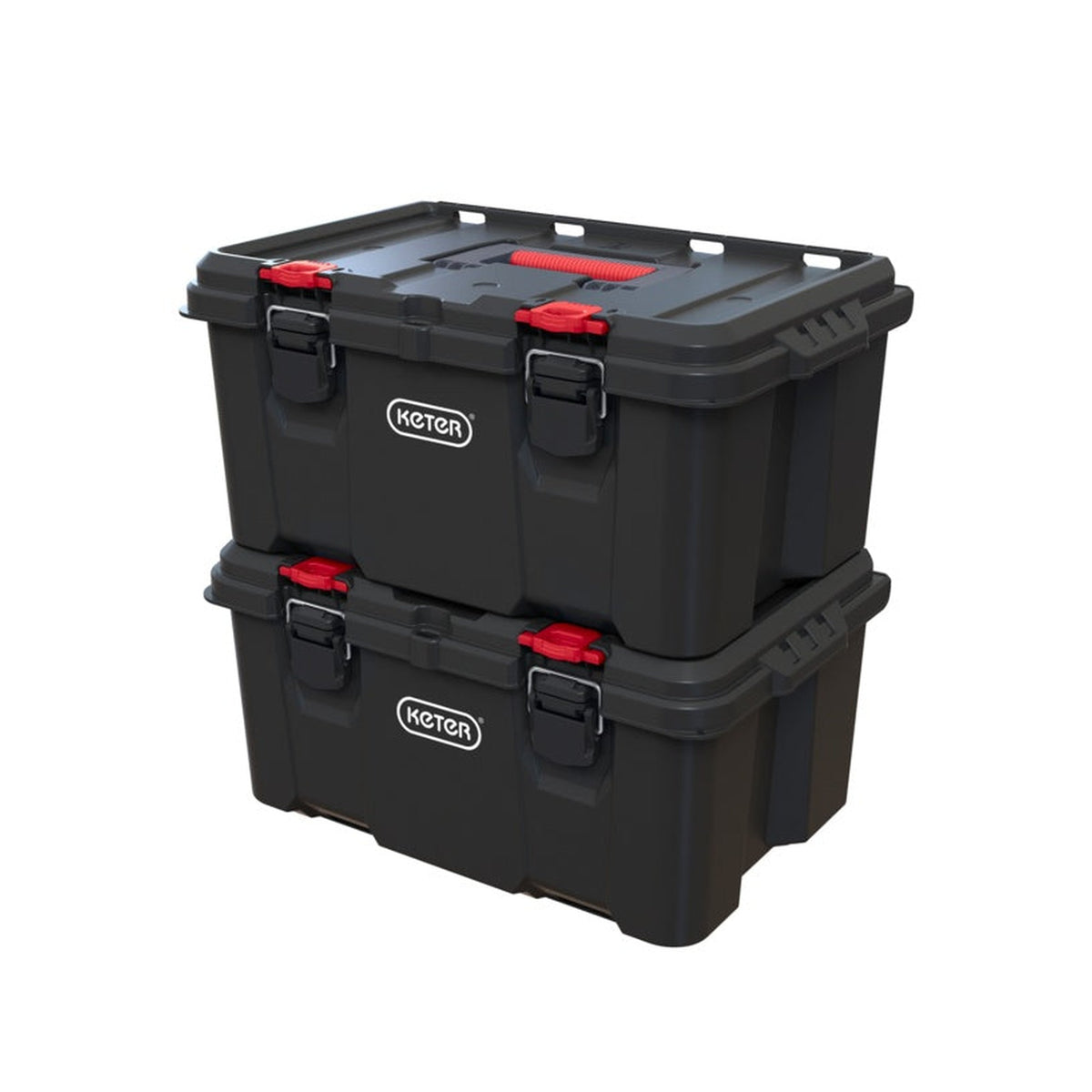 Keter Stack N Roll toolbox with transparent lid, view 9