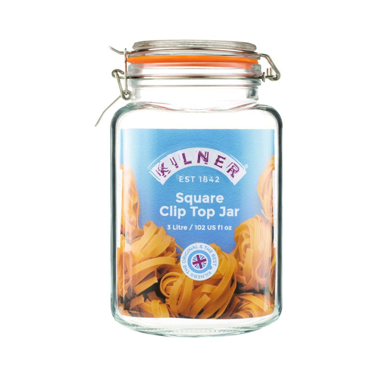 Kilner square clip top glass jar 3L, view 2