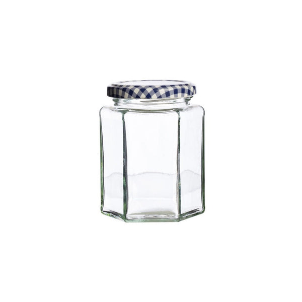 Kilner 280ml hexagonal twist top jar with gingham lid
