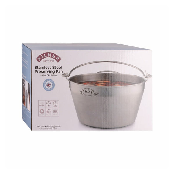 Kilner 8 litre stainless steel jam preserving pan
