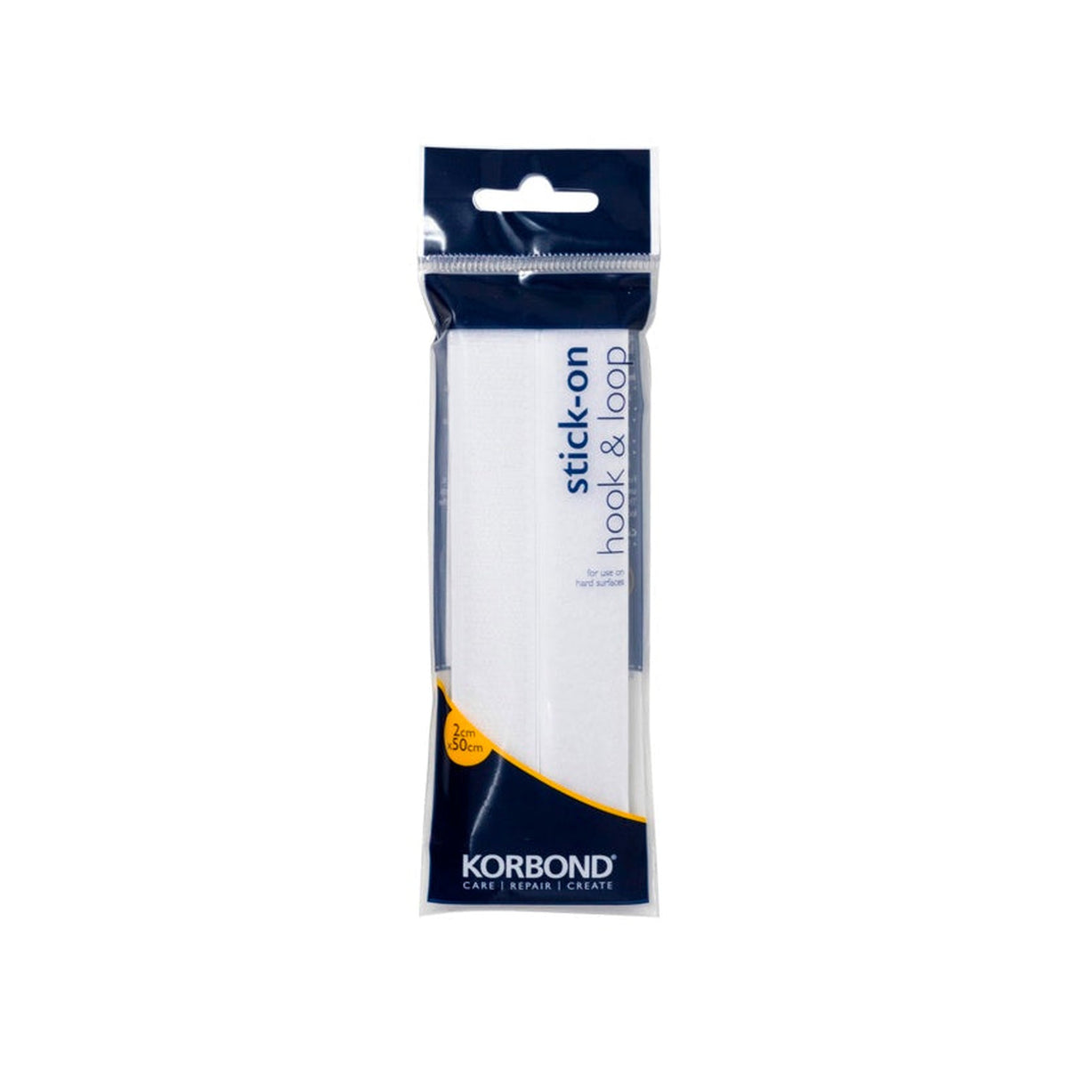 Korbond white self-adhesive hook and loop strip 2cm x 50cm