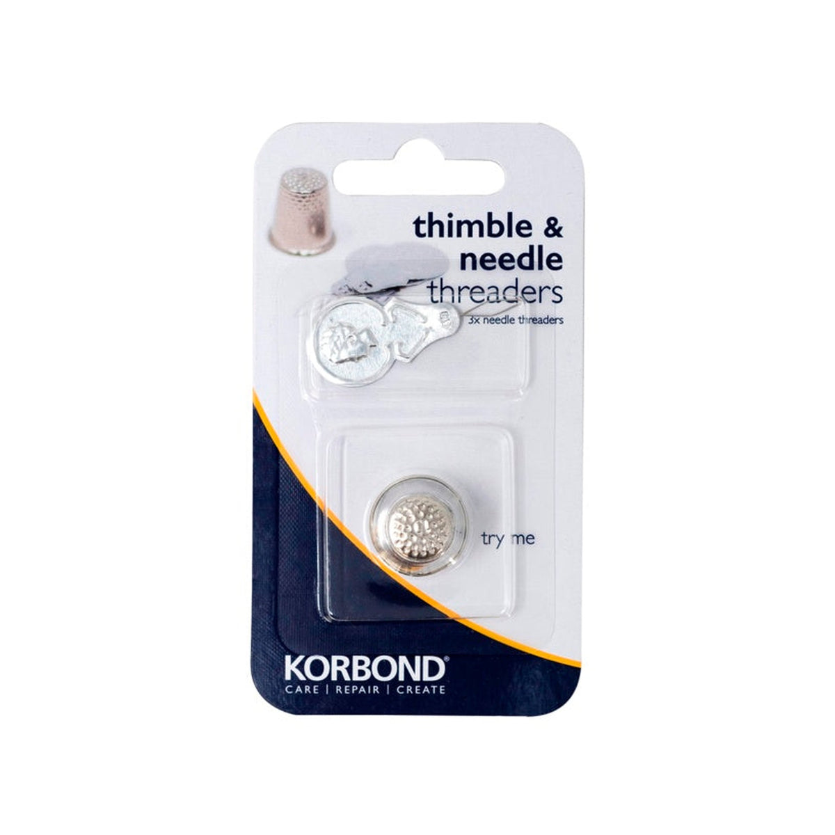 Korbond thimble and needle threaders, 4 piece