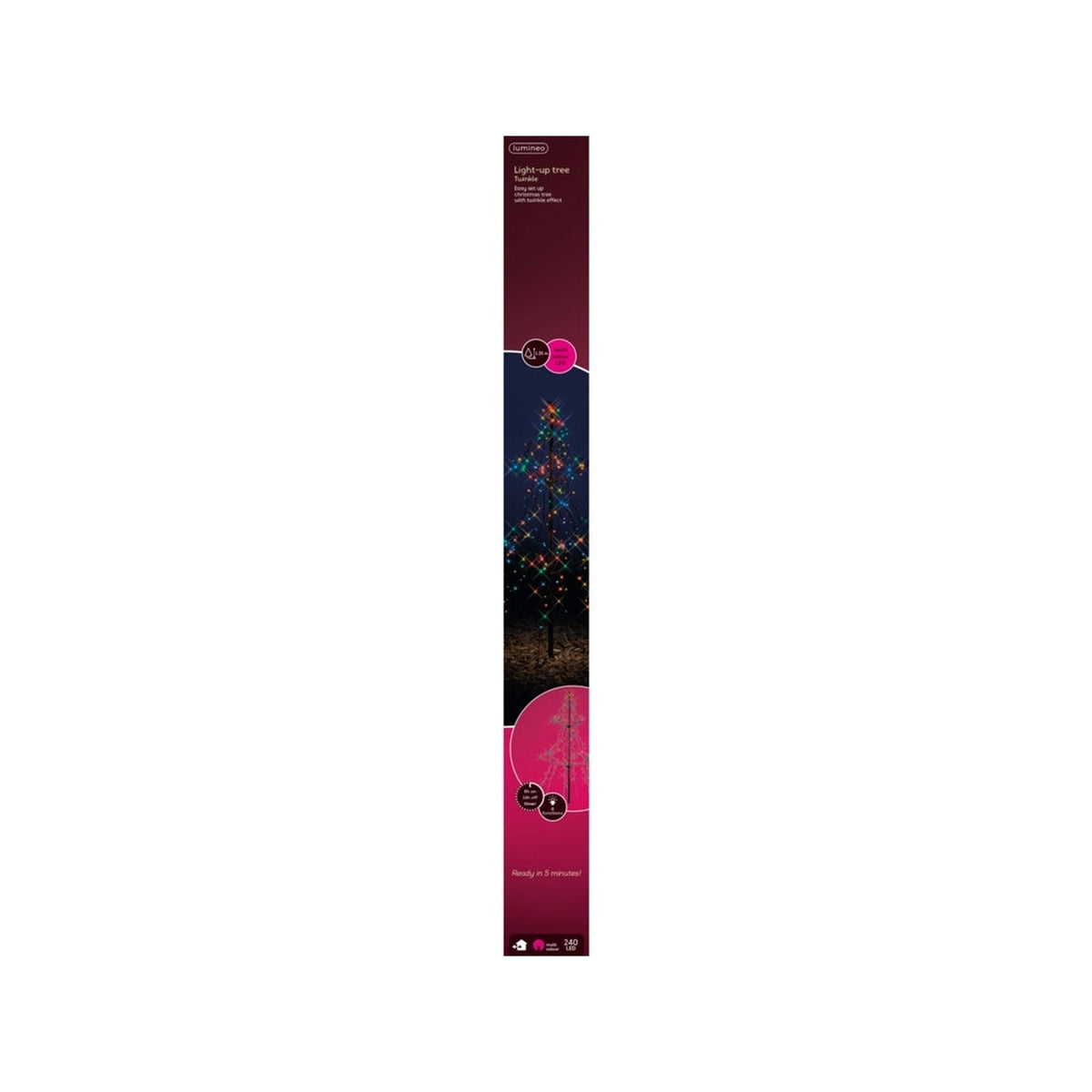 LED Light Up Tree 135cm - Multi Coloured with Black Cable, view 2