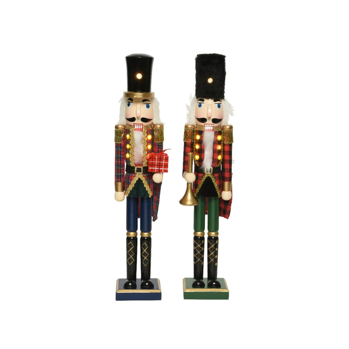 LED Nutcracker Warm White - 76cm Red Blue Check, view 2