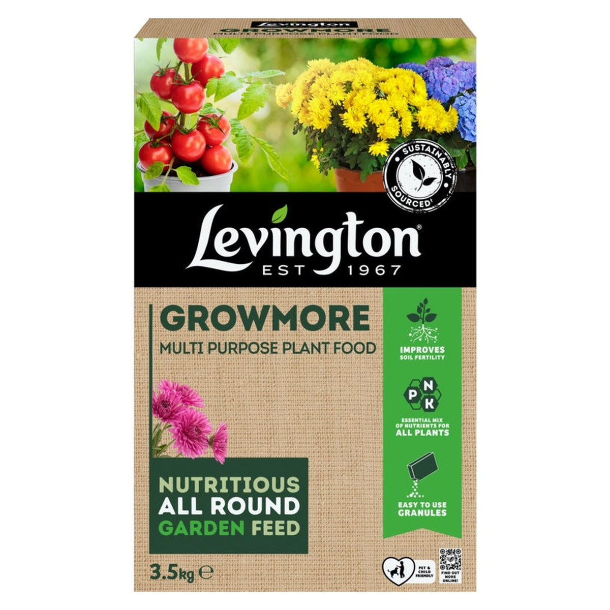 Levington Growmore 3.5kg granular all-round plant feed