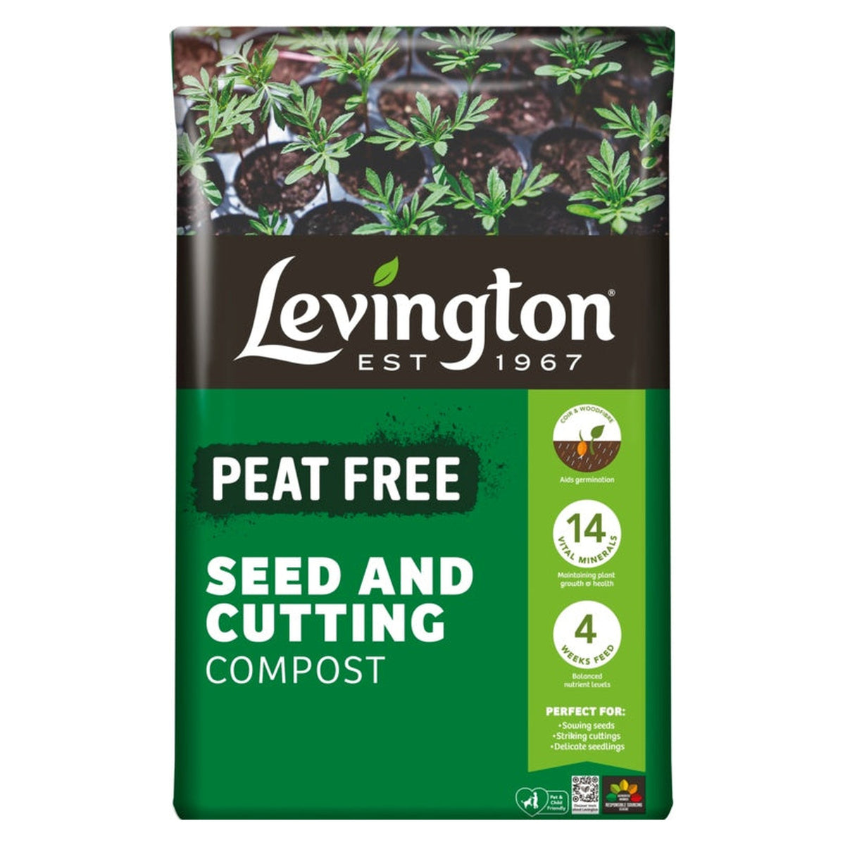 Levington Seed and Cutting peat free compost 20L bag