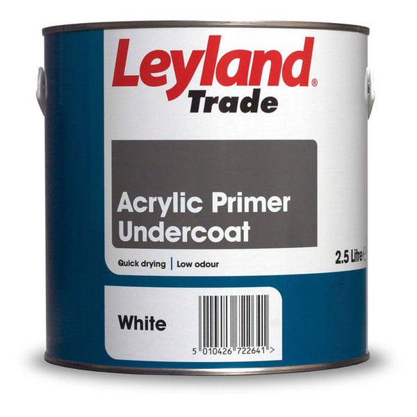 Leyland Trade Acrylic Primer Undercoat 2.5L tin in white