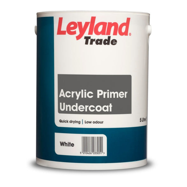 Leyland Trade Acrylic Primer Undercoat 5L tin in white