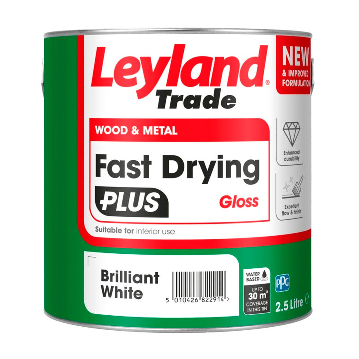 Leyland Trade Fast Drying Plus Gloss 2.5L in Brilliant White