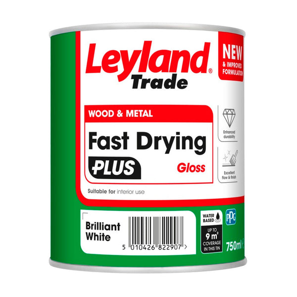 Leyland Trade Fast Drying Plus Gloss 750ml in Brilliant White