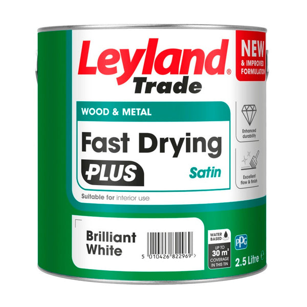 Leyland Trade Fast Drying Plus Satin 2.5L in Brilliant White