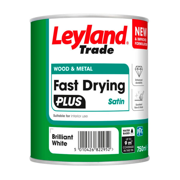 Leyland Trade Fast Drying Plus Satin 750ml in Brilliant White