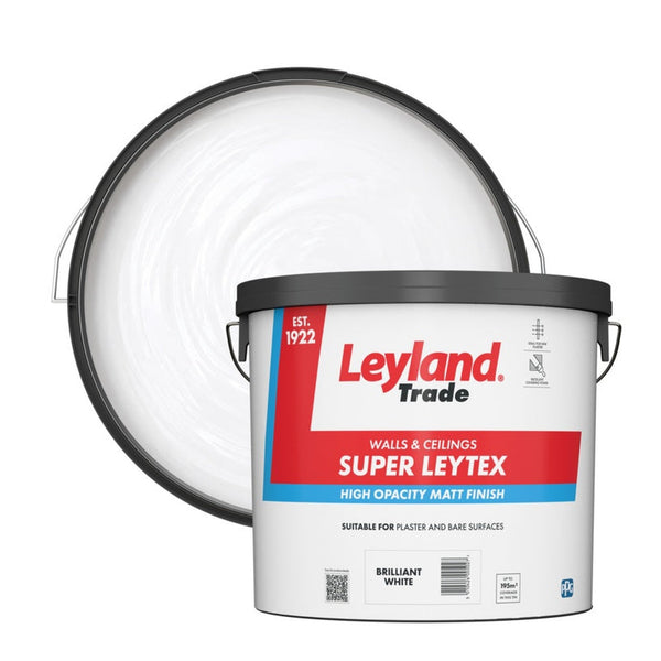 Leyland Trade Super Leytex Matt 15L in Brilliant White