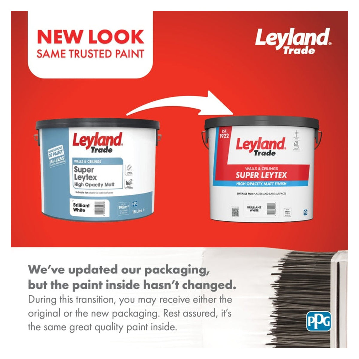 Leyland Trade Super Leytex Matt 15L in Brilliant White, view 2
