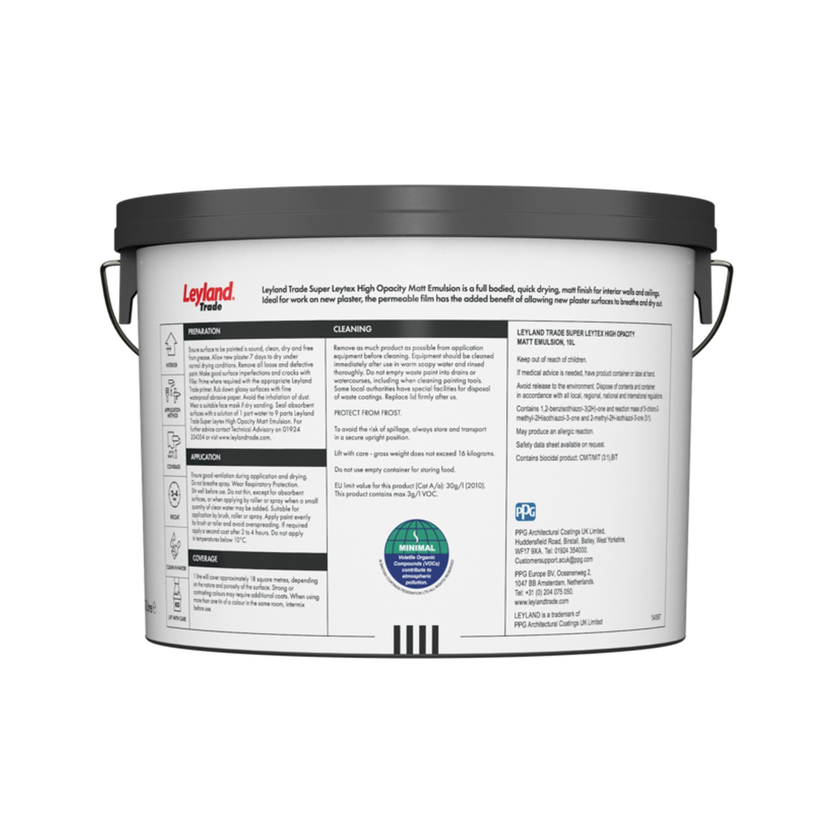 Leyland Trade Super Leytex Matt emulsion in Magnolia, 10L, view 2
