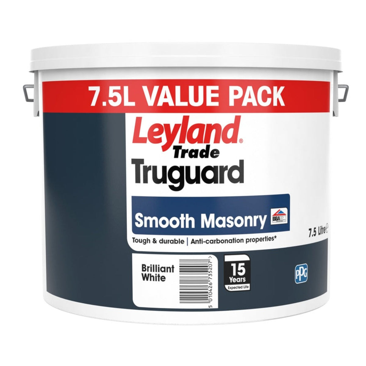 Leyland Trade Truguard Masonry Paint 7.5L in Brilliant White