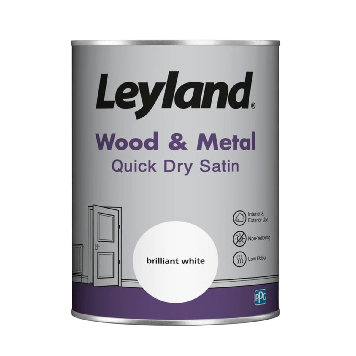 Leyland Wood & Metal Quick Dry Satin 1.25L tin in Brilliant White