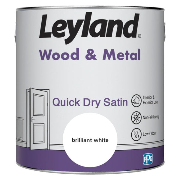 Leyland Wood & Metal Quick Dry Satin 2.5L tin in Brilliant White