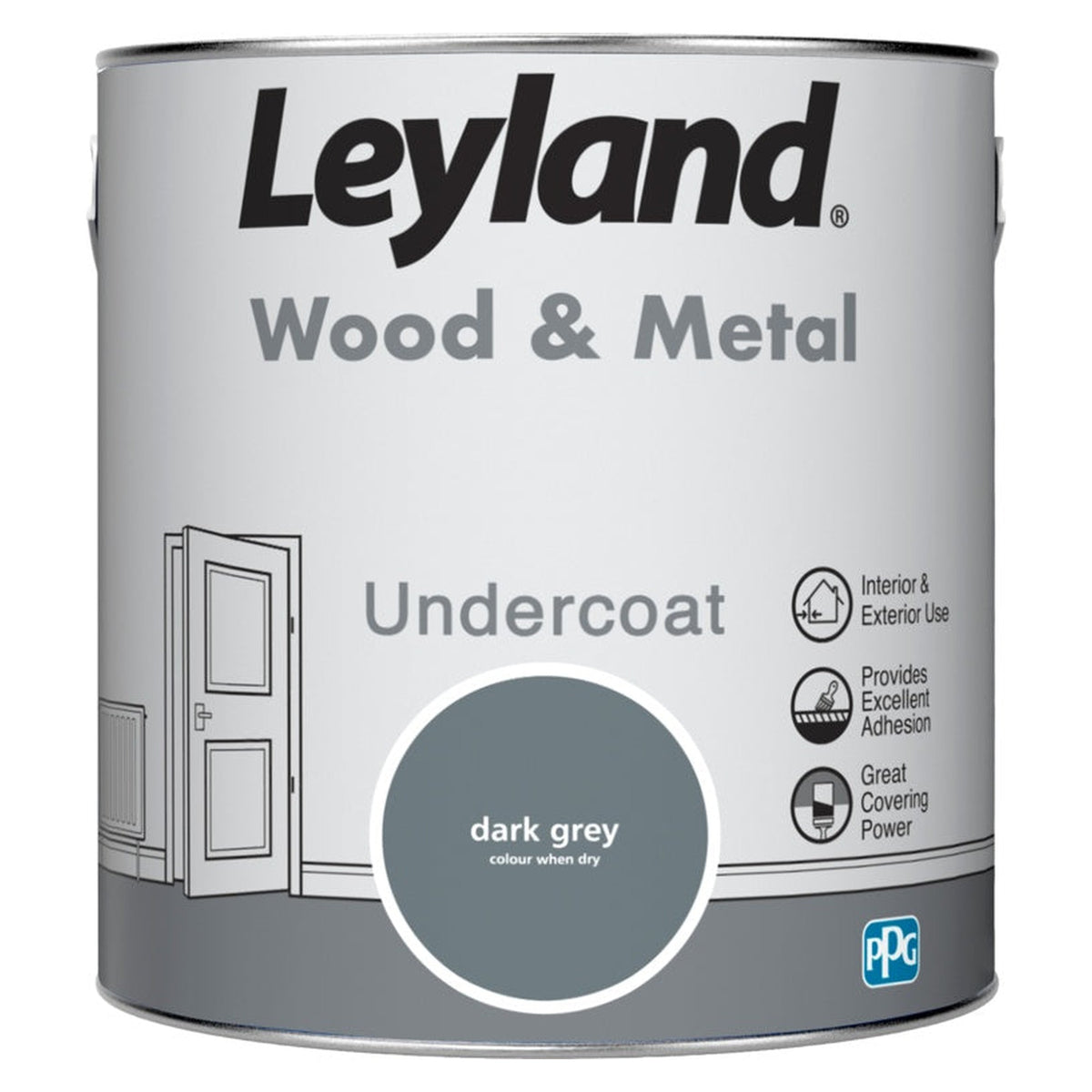 Leyland Wood & Metal Undercoat 2.5L tin in Dark Grey