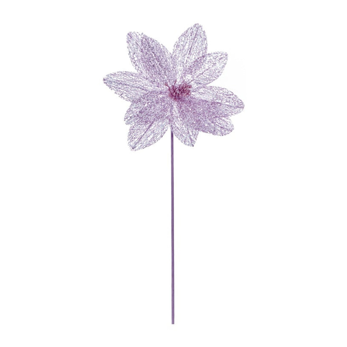 Lilac Sparkle Poinsettia On Stem - 50cm