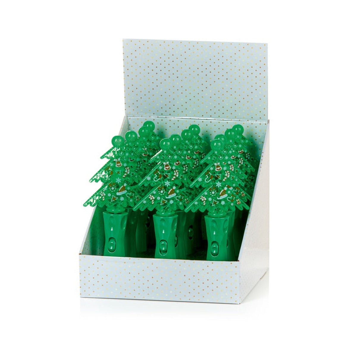 Lit Battery Operated Xmas Tree Spinner - 12 Piece Display Unit 25cm