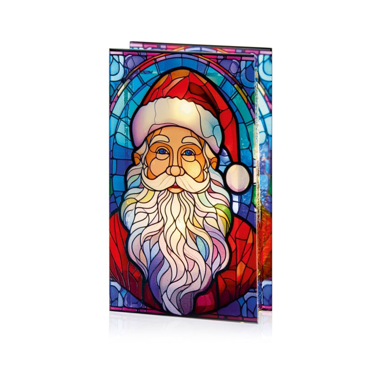 Lit Santa Glass Table Top 50 Warm White LEDs - 21x13