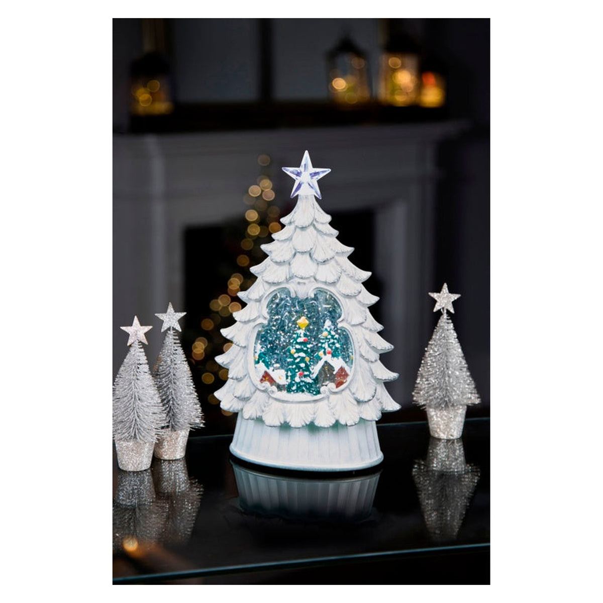 Lit Water Globe Tree with Star - 26cm, view 3