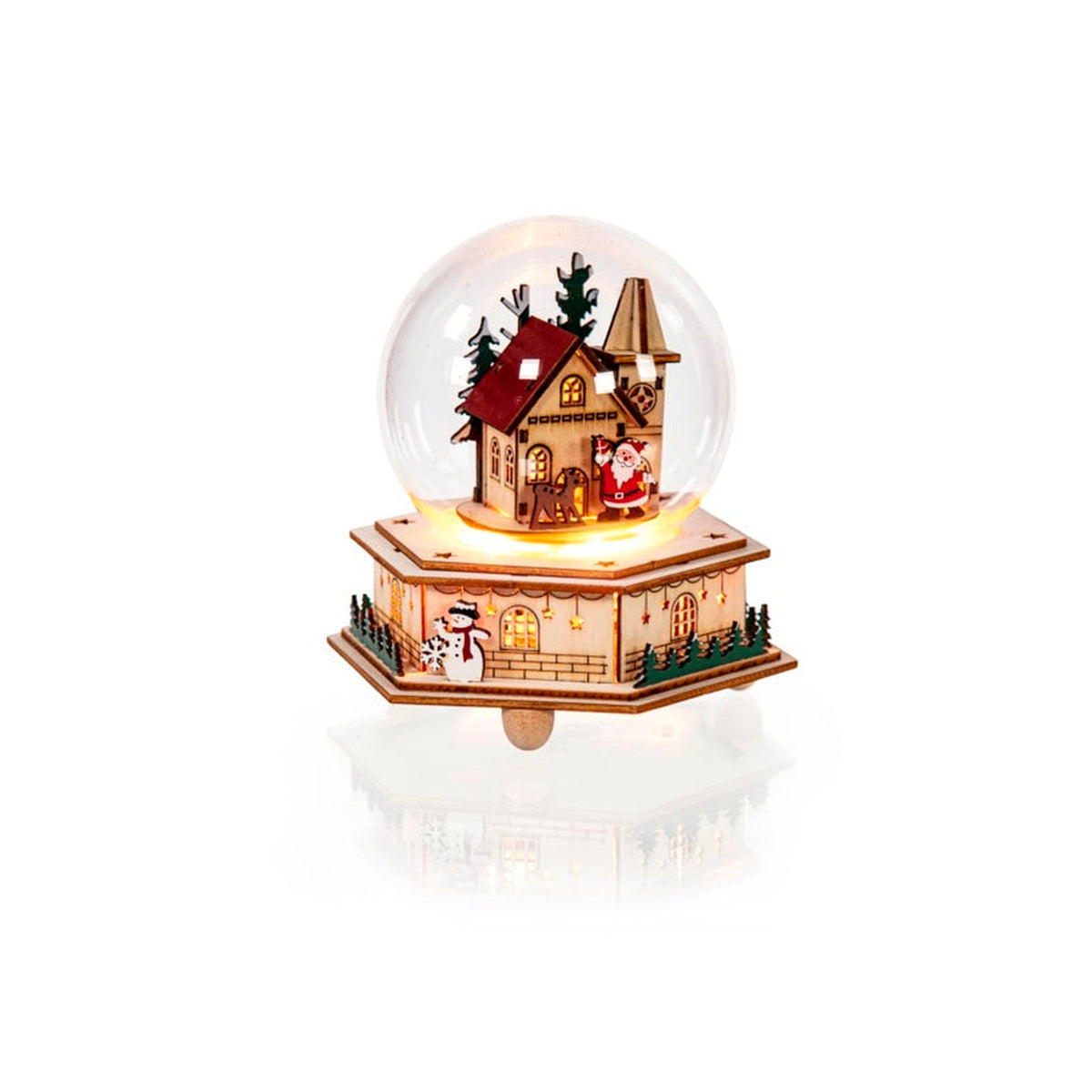 Lit Wooden Musical Globe - 14cm