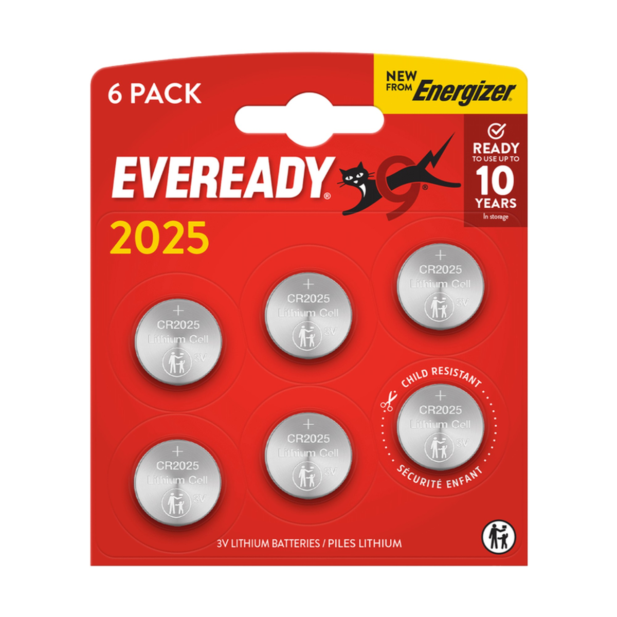Lithium CR2025 Batteries - Card of 6