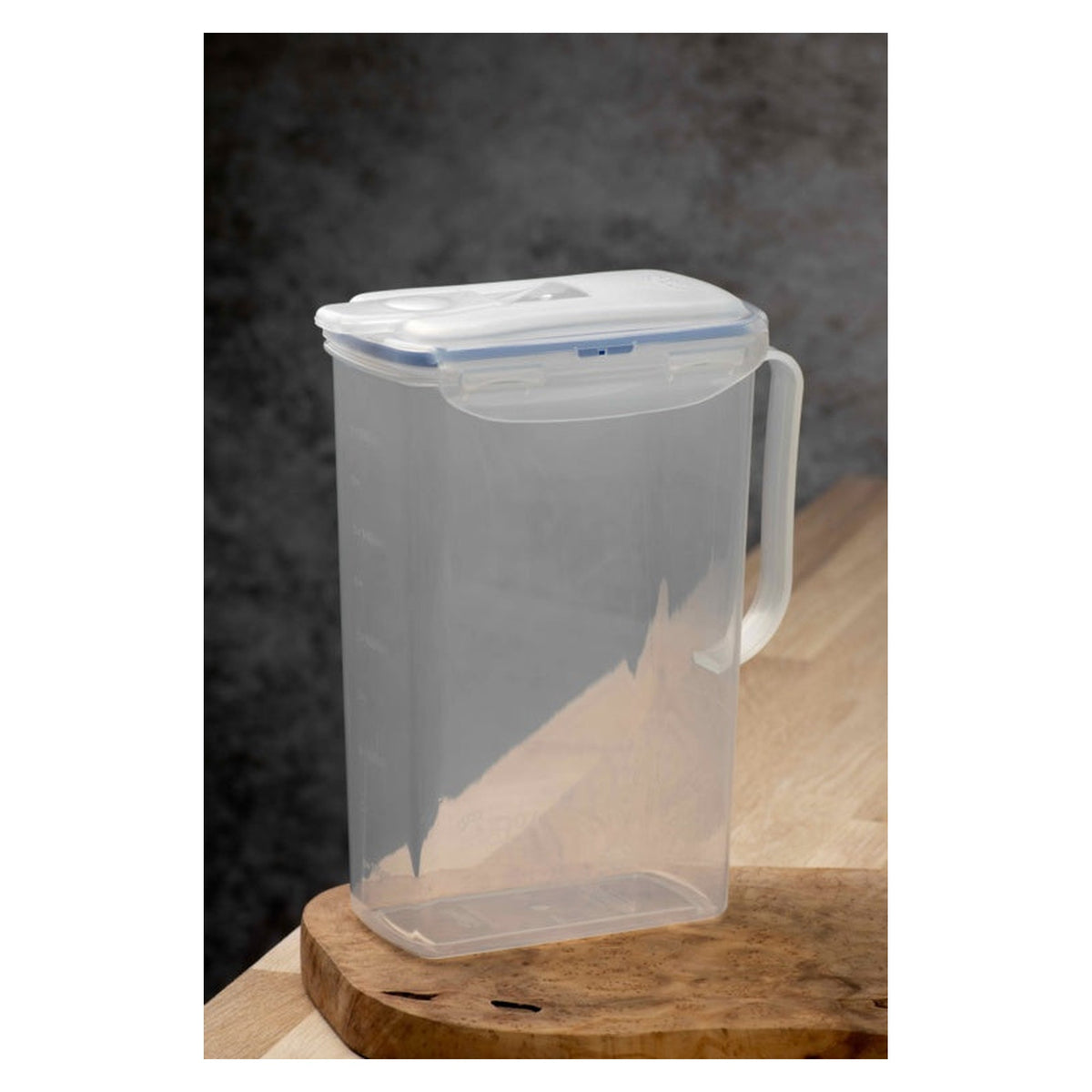 Locknlock 2L rectangular fridge door jug clear and blue, view 3