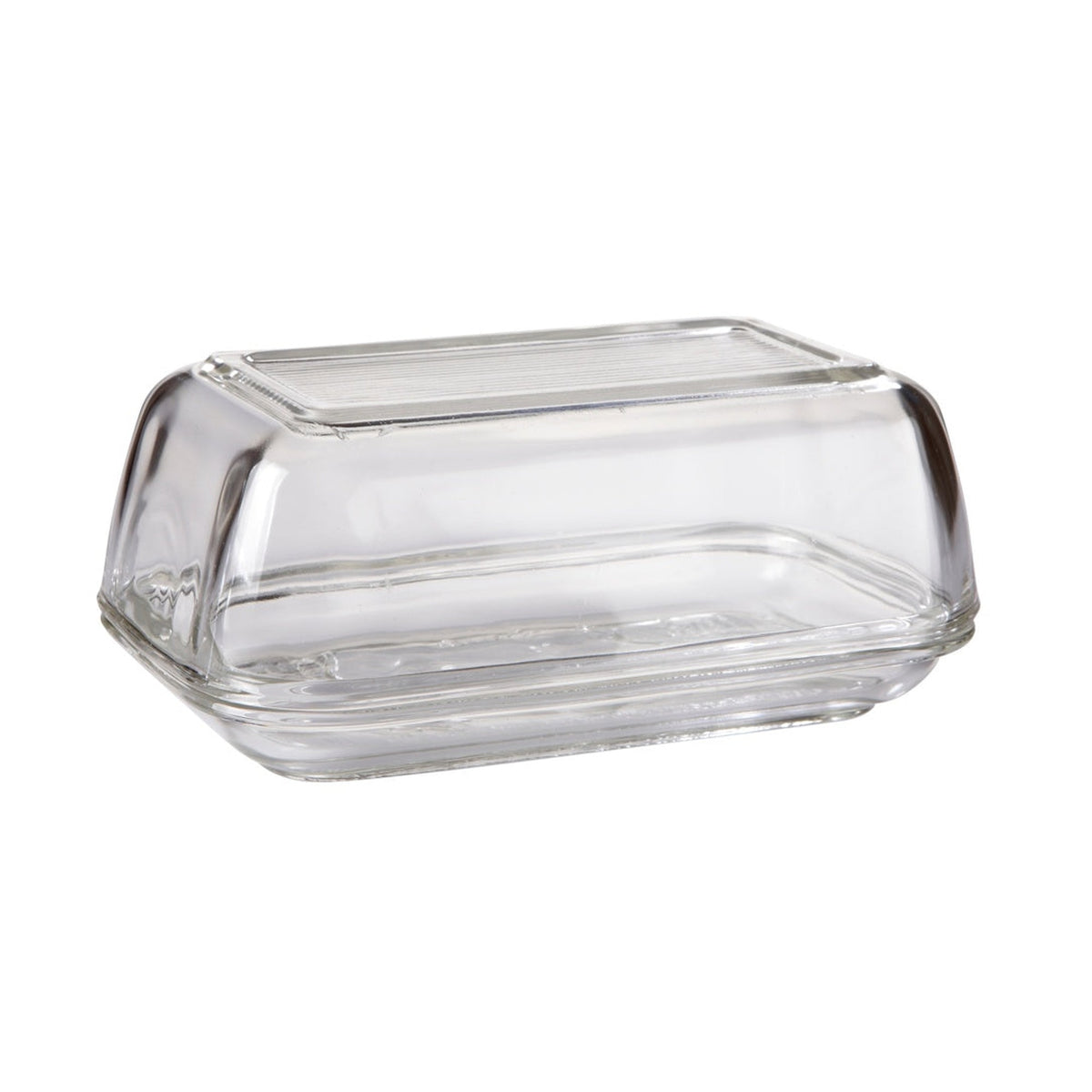 Luminarc clear glass cow butter dish with lid, view 3