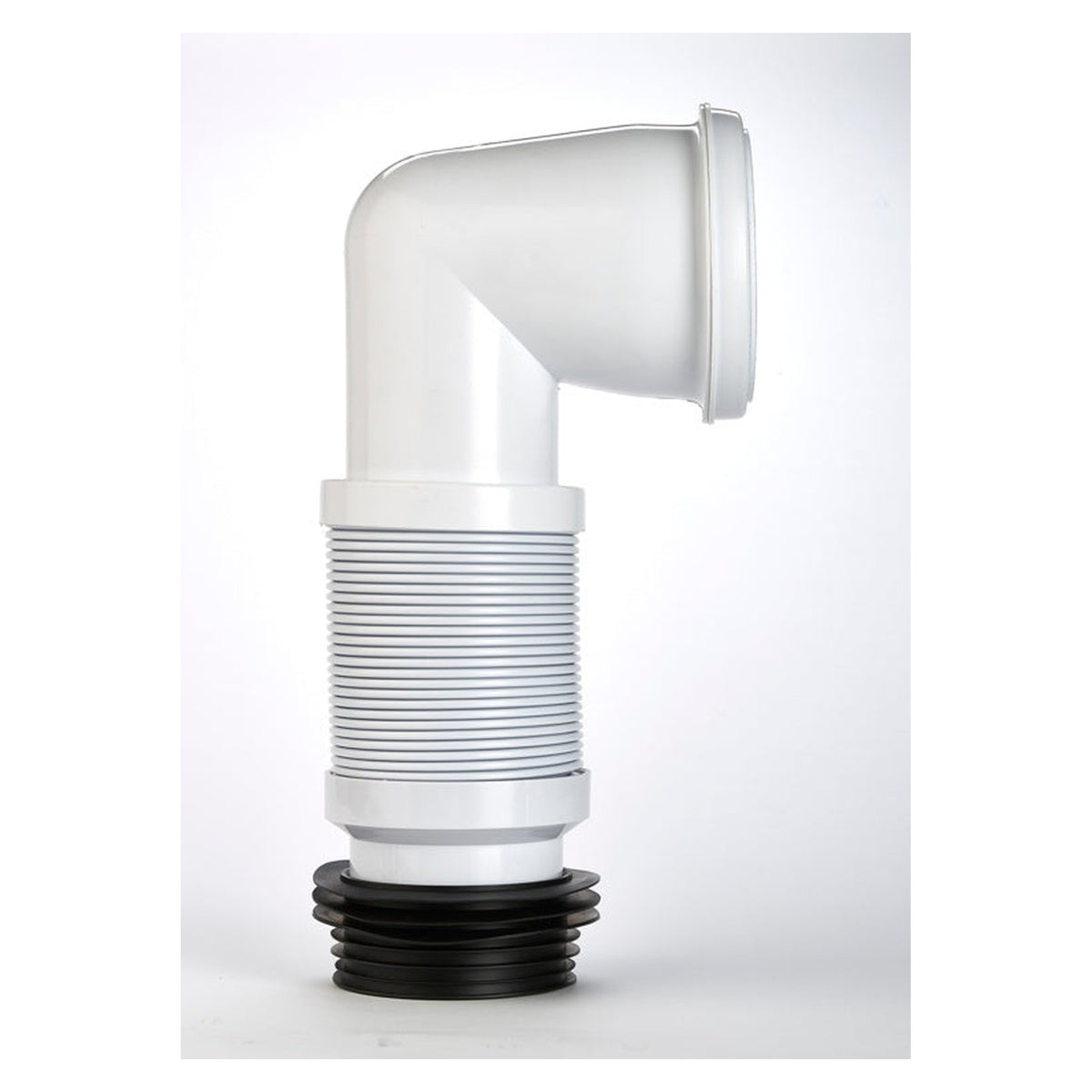 Flexible WC pan connector with 90 degree bend, 300-600mm