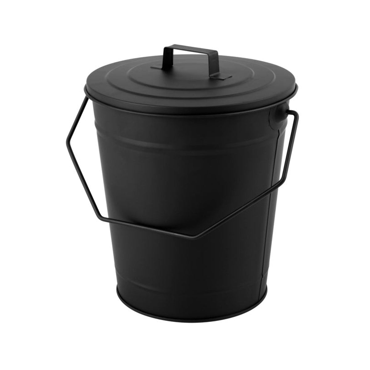 Manor black iron coal bucket with lid