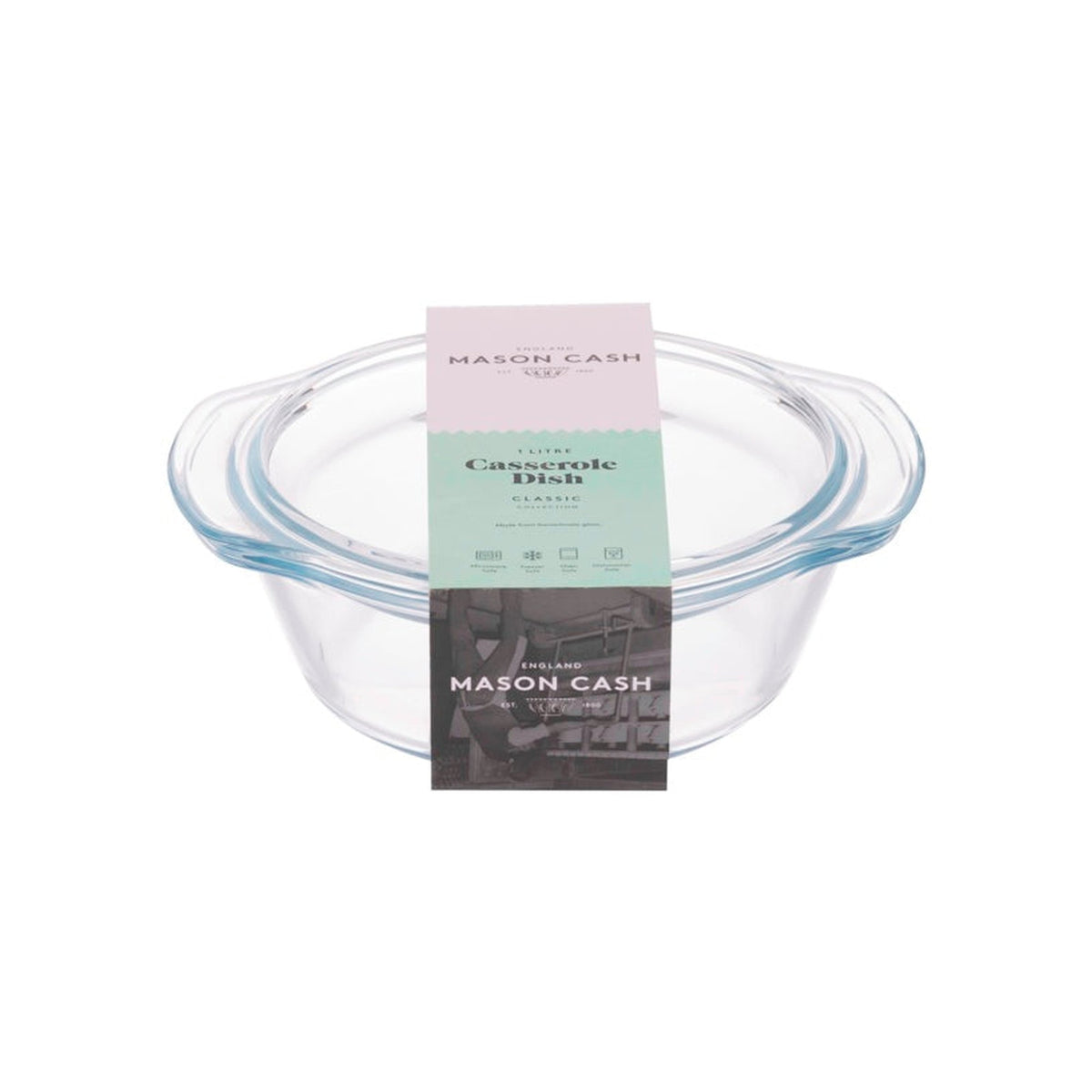 Mason Cash Classic Collection 1L round glass casserole dish