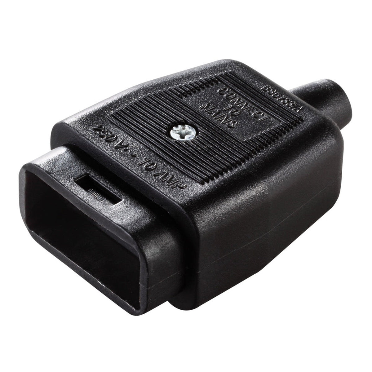 Masterplug 10 amp 3 pin rewireable connector in black, view 3