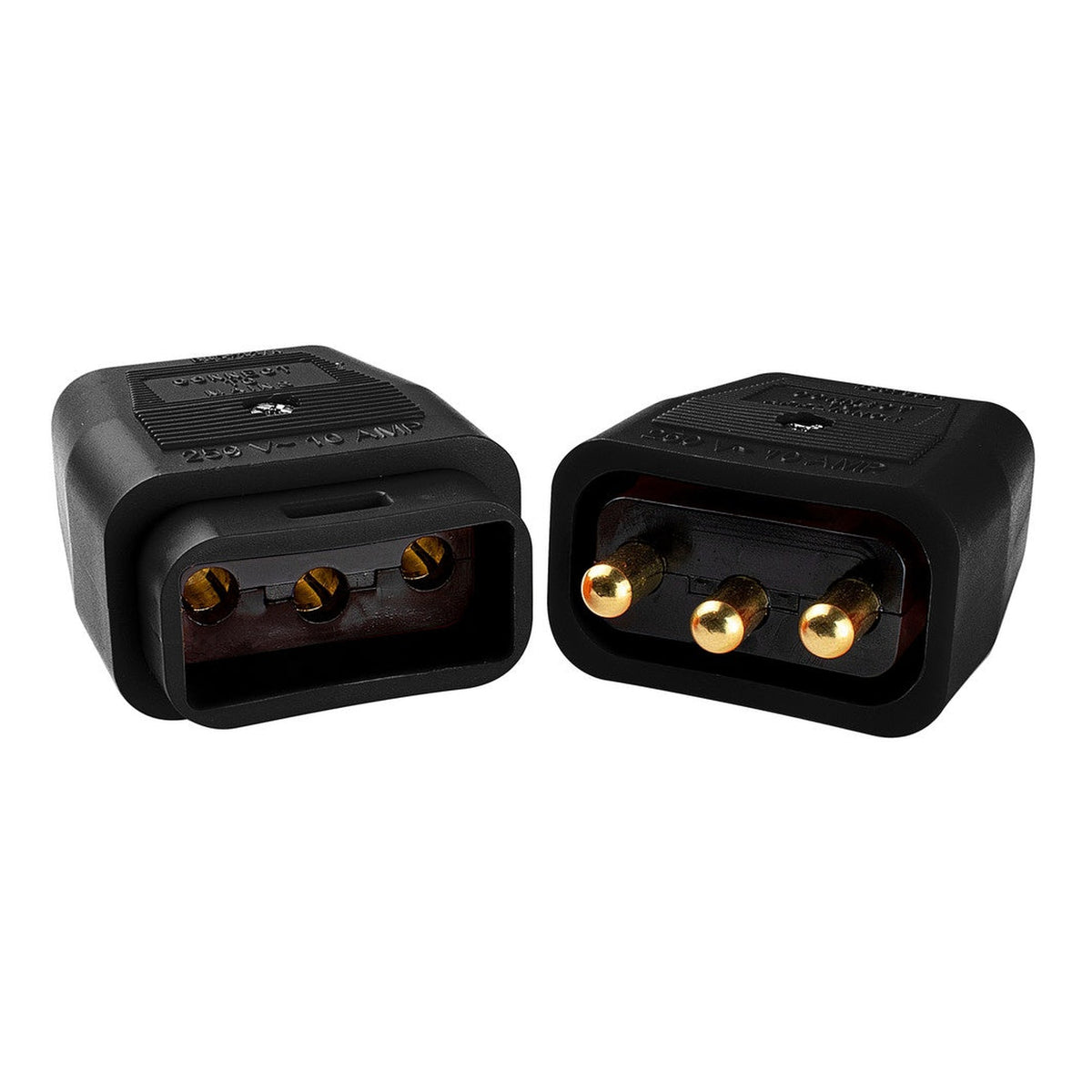 Masterplug 10 amp 3 pin rewireable connector in black, view 5
