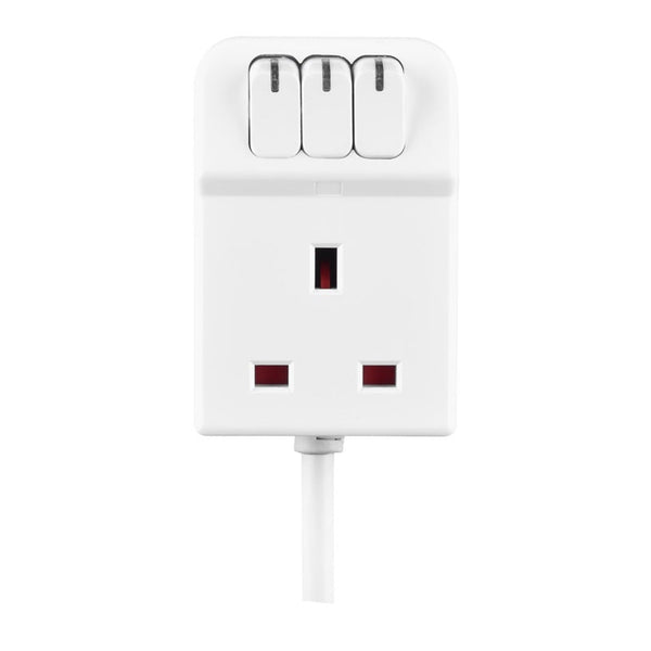 Masterplug white 3 socket 13A 2m extension lead