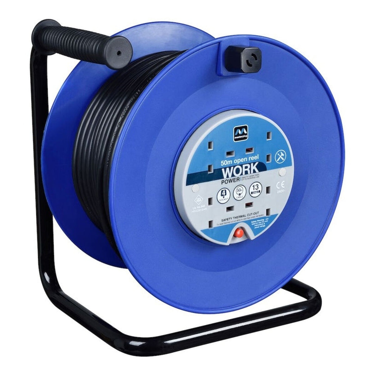 Masterplug 4 gang 50m open cable reel