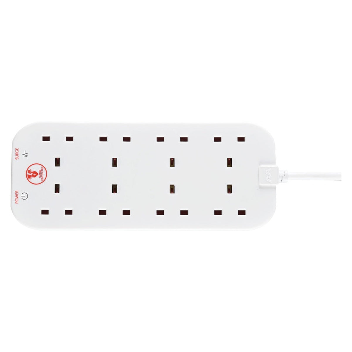 Masterplug white 8 gang surge protected extension lead 2m, view 2