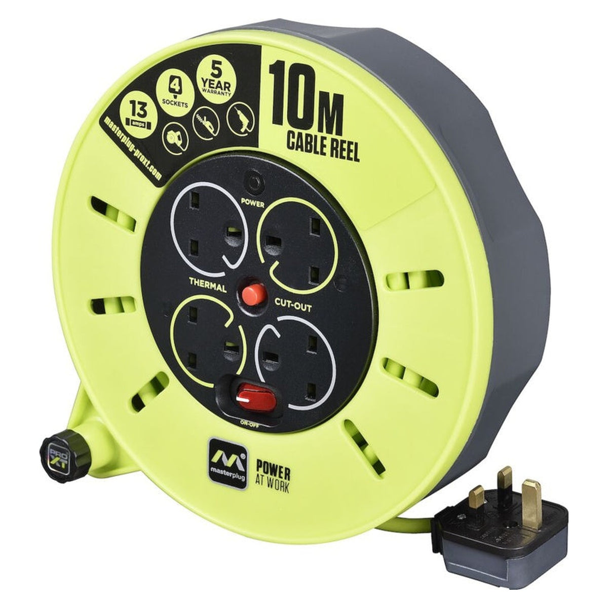 Masterplug Pro XT 10m 4 gang cable reel, view 2
