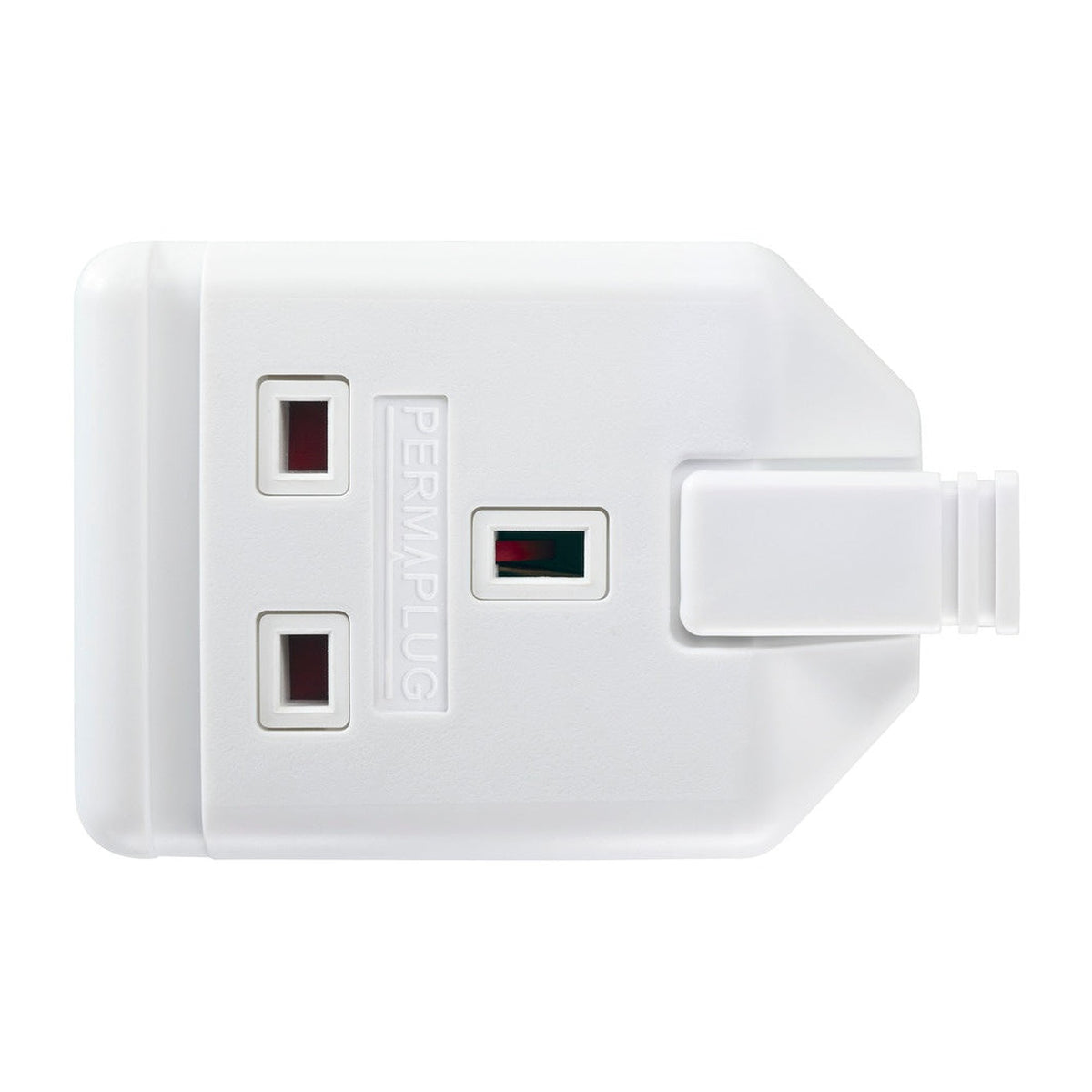 Masterplug white rubber one gang 13A extension socket, view 2