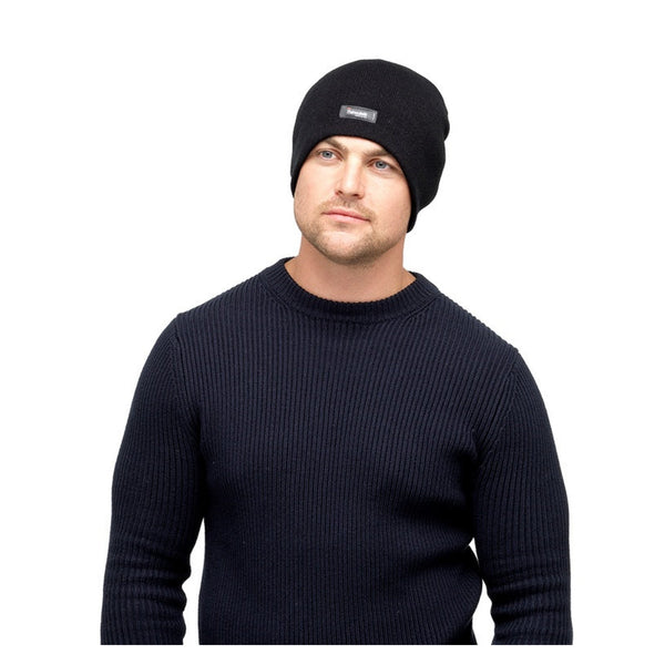 Mens Thinsulate Beanie Hat (Without Turnup) - Black & Dark Grey, view 2