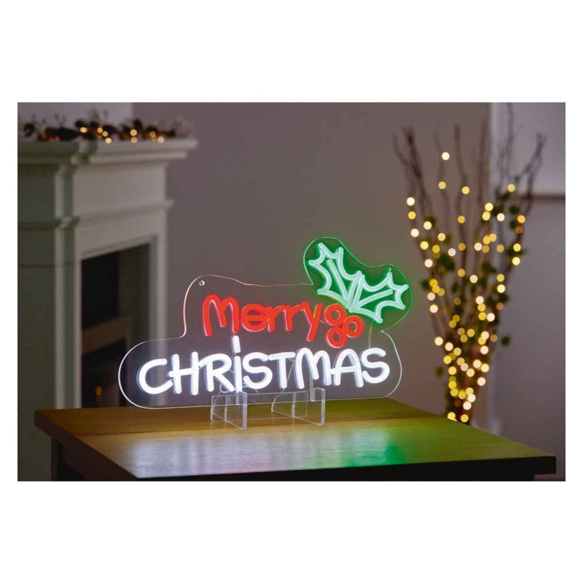 Merry Xmas Hanging Lit Neon Sign - 40cm, view 2
