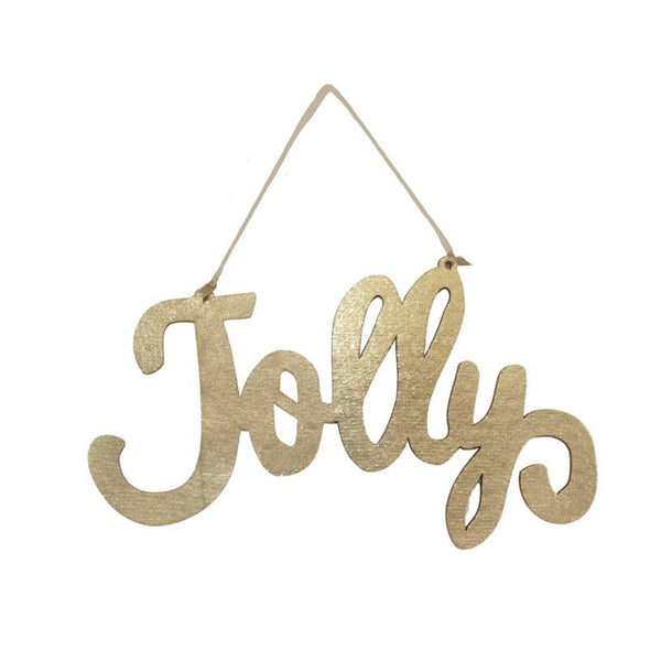 Metallic Fabric Jolly Sign - 20cm Gold