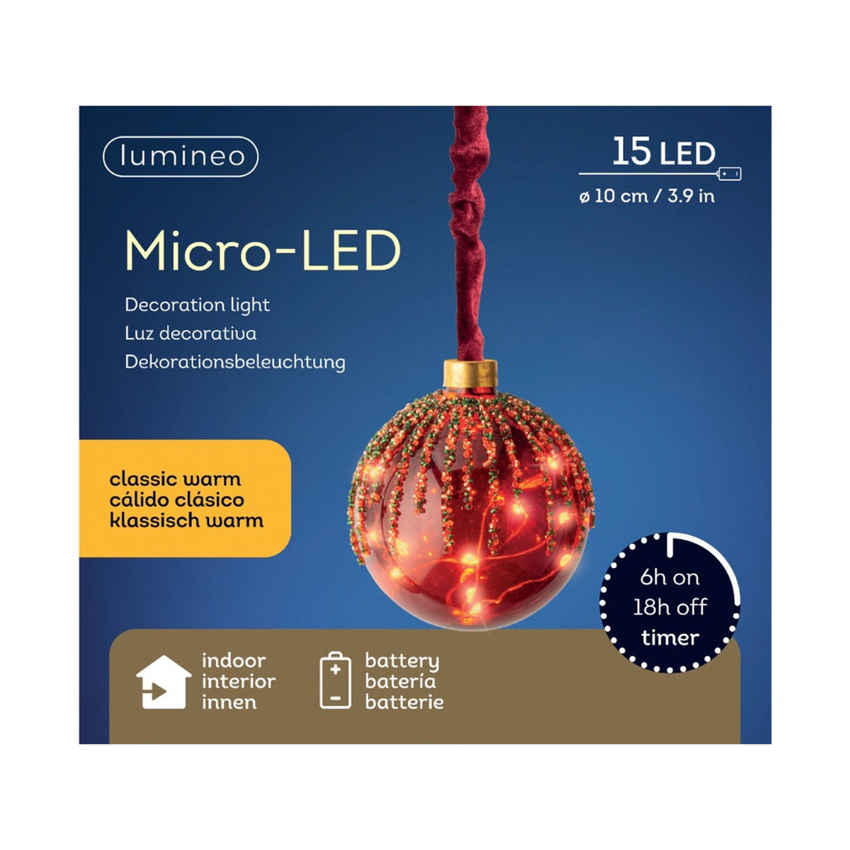 Micro LED Ball Christmas Red - 20cm Classic Warm