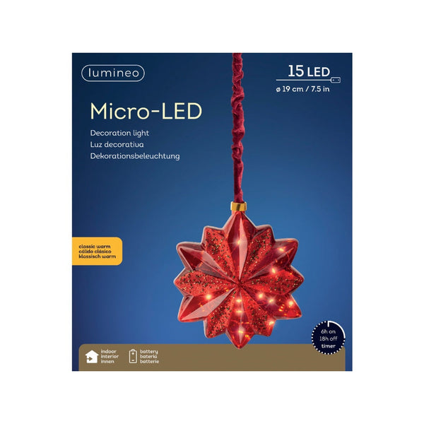 Micro LED Star Christmas Red - 19cm Classic Warm