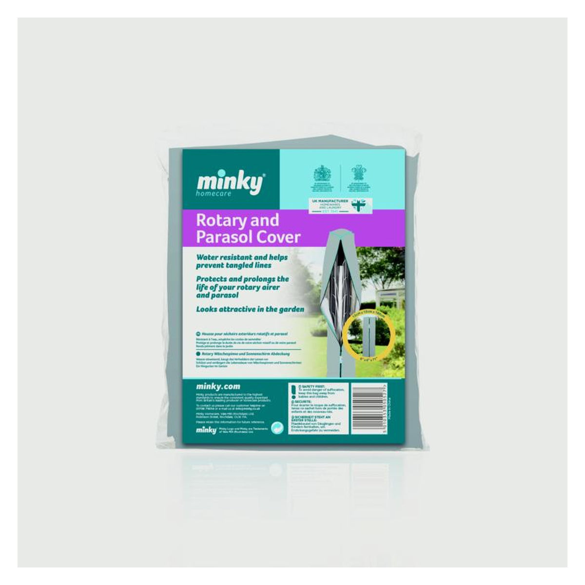 Minky rotary airer cover grey and teal, view 2